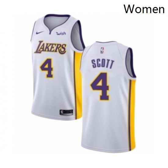 Womens Los Angeles Lakers 4 Byron Scott Authentic White Basketball Jersey Association Edition